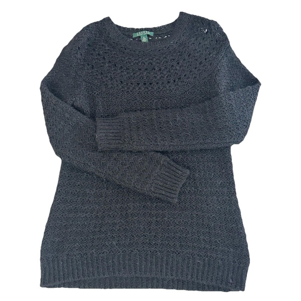 Vintage Lauren Ralph Lauren LRL Alpaca Blend Black Chunky Knit Sweater XL